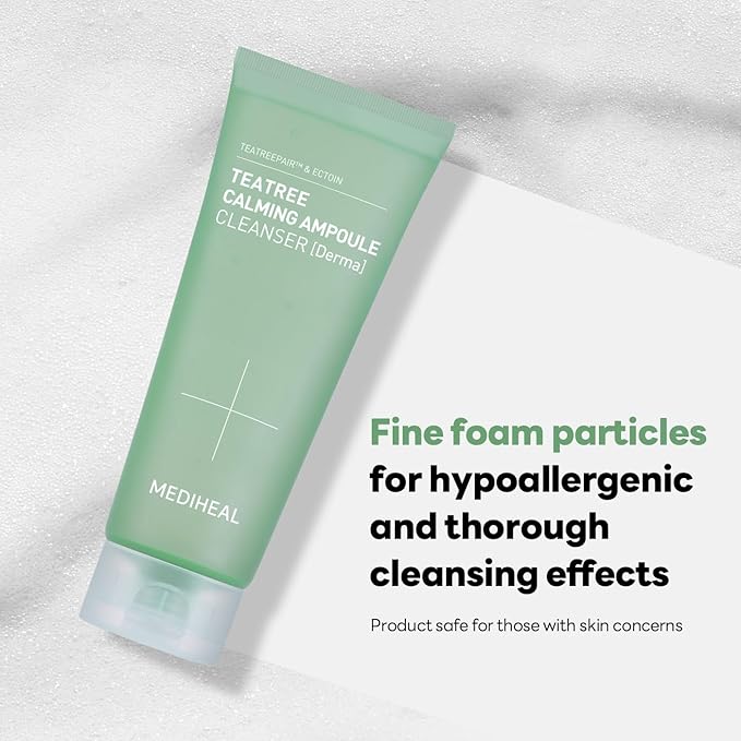 Mediheal Teatree Calming Ampoule Cleanser Special Set (6.76 fl oz + 1.69 fl oz) - Moisture and Calming Synergy with Teatree & Ectoin
