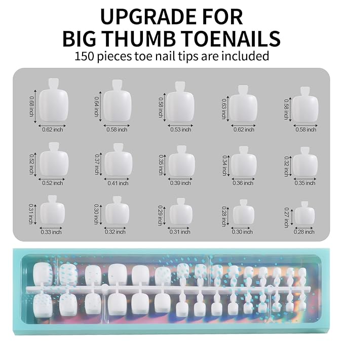 Vansiho Press on Toenails Short, White French Tips Toenail Press on Square for Women, Soft Gel Fake Toe Nails, Acrylic Nails Soak off Toe Nail Home DIY 15 Sizes