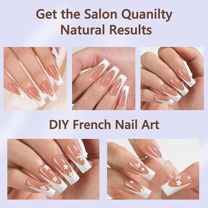 Misssix Deep French Gel Nail Tips, 150Pcs French Tip Press on Nails Long Square Brown, No Need to File 3 in 1 Tips Pre-lasting, Fake Nails for Nail Art DIY 15 Sizes