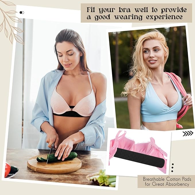 Toulite 6 Pcs Cotton Bra Liners Rectangle Under Bra Pads 3 Layer Bra Sweat Liners for Women Sweating Supplies