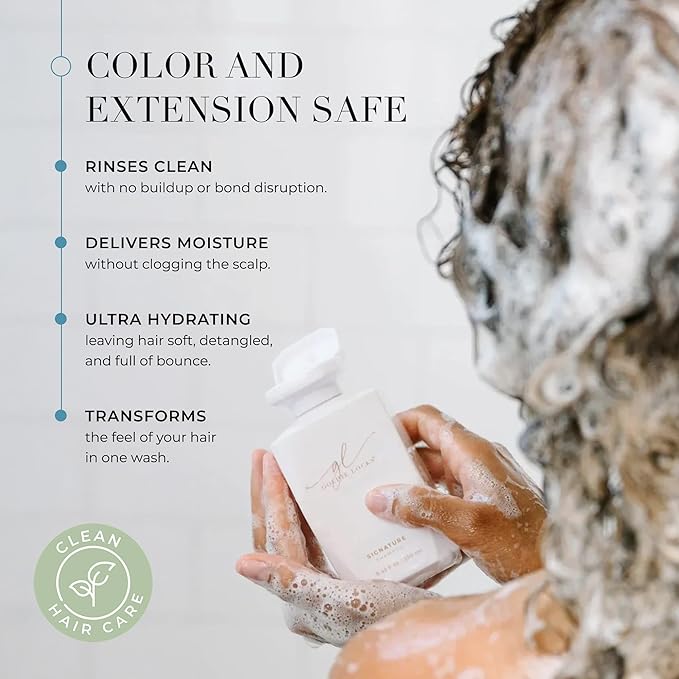 Goldie Locks Shampoo and Conditioner Travel Set - TSA-Approved Hydrating Hair Care Duo with Biotin, Marula Oil & Rose Water – Protein, Sulfate & Paraben-Free in Limited Edition Gold Bag - 3.4 oz each