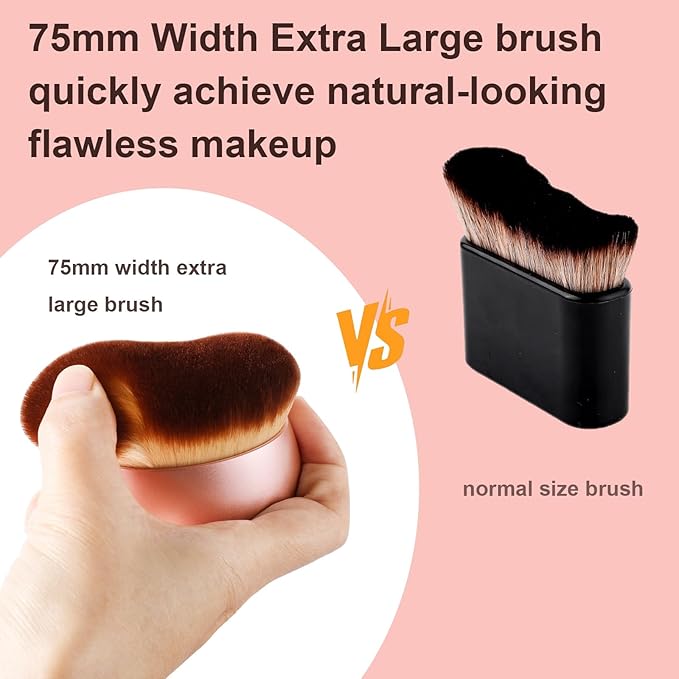 Extra Large Body Makeup Brush for Self Tanner,75mm Face Leg Makeup &Body Kabuki Blending Brush for Tanning Lotion,Wide-headed Bronzer Brush,Body Coverage Applicator for Tattoo Cover up Makeup