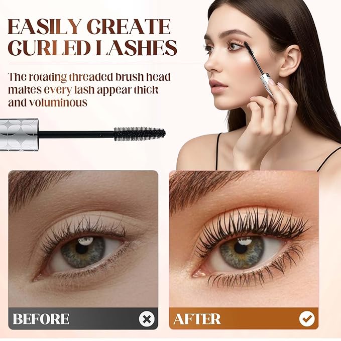 Mascara for Older Women 60 Plus, 2026 New Mascara Volume and Length for Mature Women with Thinning Lashes, Non Clumping Waterproof Long Wear (Brown)