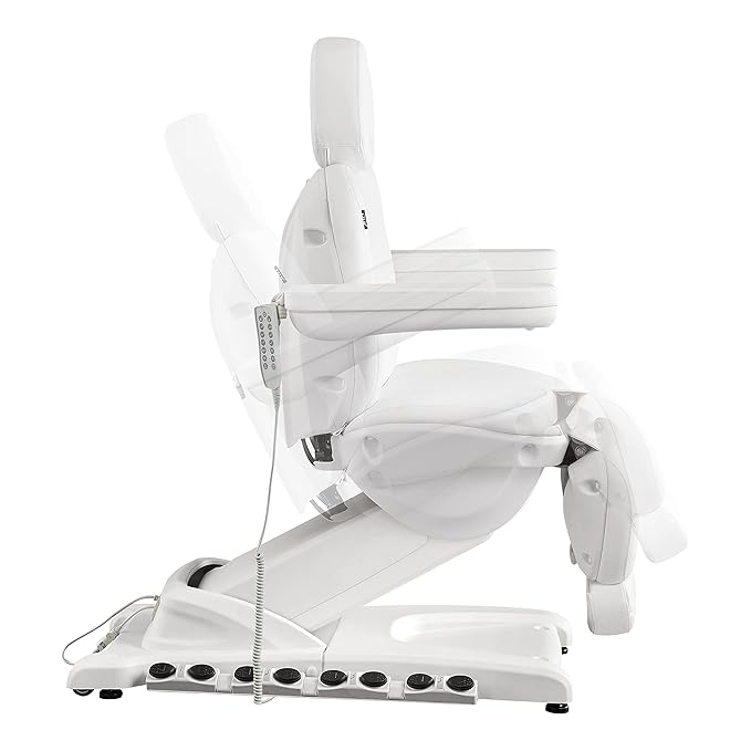 Dir Spa Full Electrical 4 Motor Facial Beauty Bed - Doctor, Tattoo, Medical, Podiatry Chair with Thermal Heated Seats Apollo, White