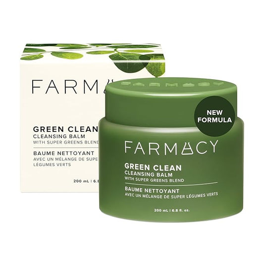 Farmacy Makeup Remover Cleansing Balm - Green Clean Waterproof Makeup Remover + Oil Based Cleanser - Newly Formulated Double Cleanser with Plant Based Waxes + Upcycled Moringa (200ml)