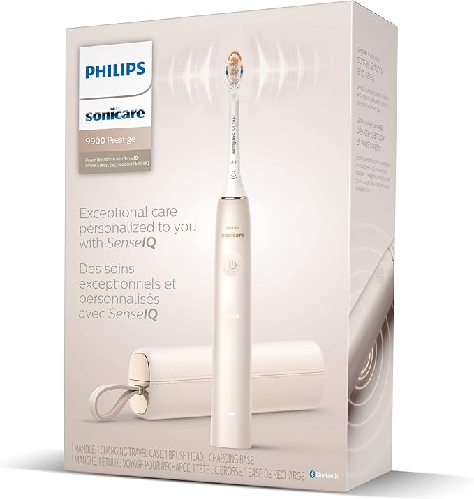 Philips Sonicare 9900 Prestige Rechargeable Electric Power Toothbrush with SenseIQ, Champagne, HX9990/11