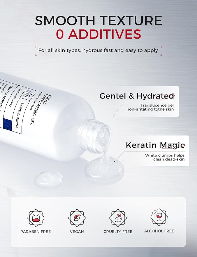 Exfoliating Face Scrub: Gentle Face Exfoliator Peeling Gel with PHA & AHA, Niacinamide - Chemical Exfoliant Peel Shot for Dead Skin Cells, Blackheads, Sebum Control & Pores Care 7.05OZ