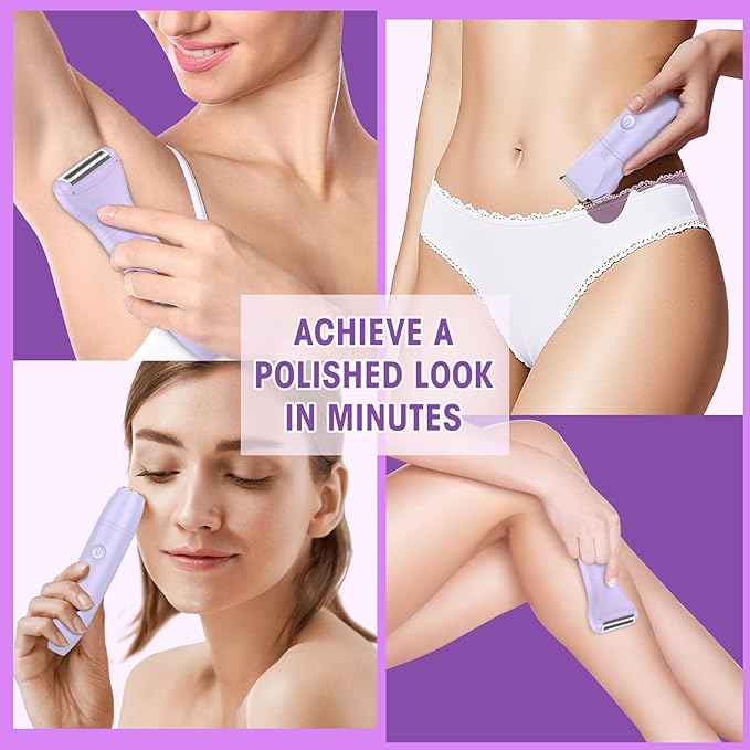 Lanumi 3 in 1 Bikini Trimmer for Women Rechargeable Electric Razors Wet/Dry Pubic Body Hair Trimmer Facial Hair Remover IPX6 Waterproof LCD Display