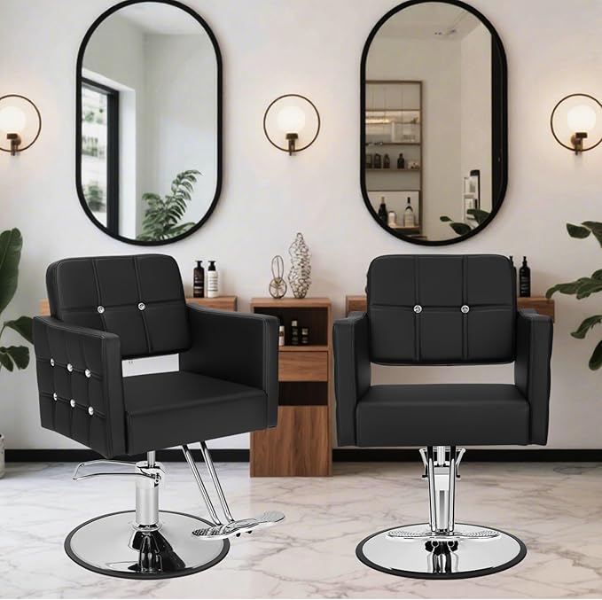 Professional Salon Chair for Hair Stylist, 350 Lbs Heavy Duty Hydraulic Pump, 360° Swivel Styling Chair with Adjustable Height, Barber Chair for Barber Shop, Spa, Tattoo Studio, Basic Black