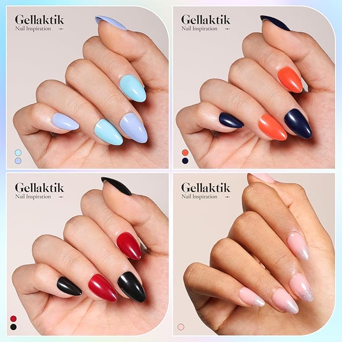 Press on Nails Kit 576 Pcs 24 Colors, Short Almond Glossy French Color Nail Tips with Nail Glue & Nail Tabs Stickers,Natural Fit Lightweight Nail Art for Women Girls