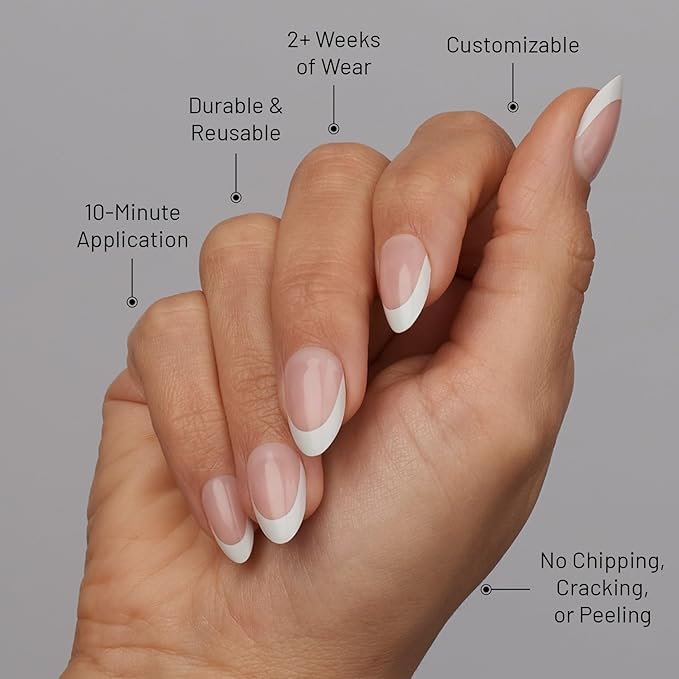 Lilac St - Press on Nails, Boudoir (30 Nails, 15 Sizes) - Medium, Almond, Glossy, Opaque - Brush-On Nail Glue, Nail File, Cuticle Stick, Prep Pad - Cruelty Free, Vegan, Women Founded