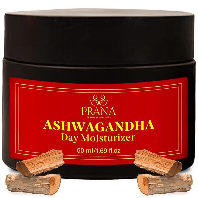 PRANA Ashwagandha Day Face Moisturizer - Natural Face Lotion with Ayurvedic Ingredients like Licorice, Almond Oil, Gotu Kola - Skin Repair & Hydration, Vegan, Fragrance & Cruelty-Free Lotion (50ml)