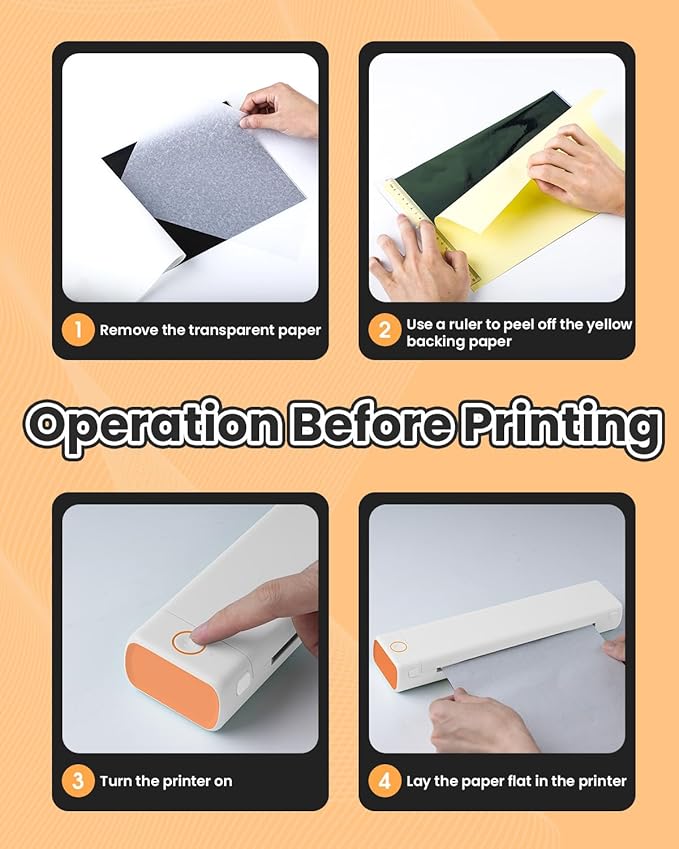 Phomemo M08F Wireless Tattoo Transfer Stencil Printer, Tattoo Transfer Thermal Copier Machine with 10pcs Stencil Paper, Portable Printer Kit for Artists & Beginners, Compatible with Smartphone & PC