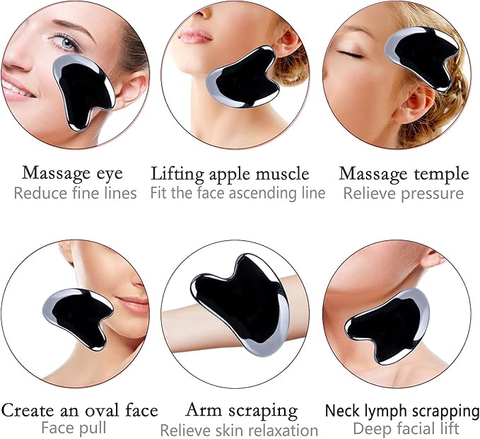 HOTACE Terahertz Energy Stone Gua Sha Scraper Tools Lymphatic Drainage Massager Facial Beauty Tools-Heart Shape