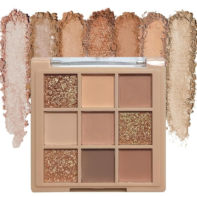 Eyeshadow Palette Makeup- 9 Colors Naked Eyeshadow Palette Matte Shimmer Korean Natural Eye Shadow palettes Highly Pigmented Naturing-Looking Long Lasting (#01)