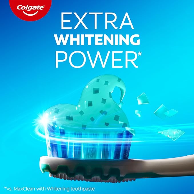 Colgate MaxFresh Advanced Whitening Toothpaste for Bad Breath, Fluoride Formulated, Helps Whiten Teeth and Leaves Breath Feeling Fresh for Hours, Fights Cavities, Clean Mint, 6.3 oz