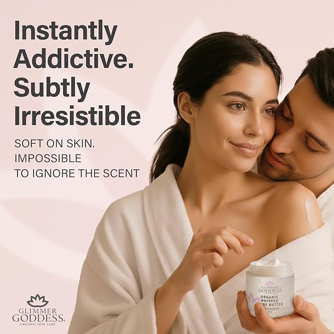 Glimmer Goddess Organic Whipped Body Butter for Women - Moisturizer Cream with Shea & Cocoa Butter, Almonds & Coconut Oil - Spiced Pumpkin, 8oz