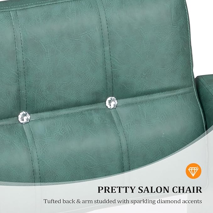 Salon Styling Chair for Hair Stylist Wide Seat, Hydraulic Barber Chair with Aluminium Footrest, Green Hair Salon Chair Heavy Duty, Beauty Spa Cosmetology Shampoo Hairdressing Equipment