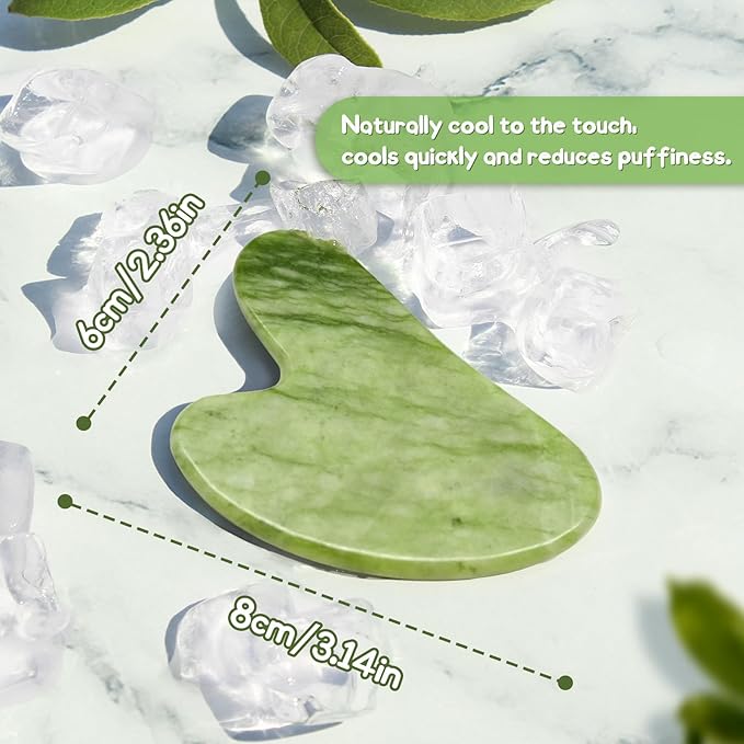 Flagest Gua Sha Facial Tools, Jade Stone Guasha Tool for Face Body, Facial Massage Tool for Jawline Sculpting and Puffiness Reducing, Skin Care Tools for Men Women