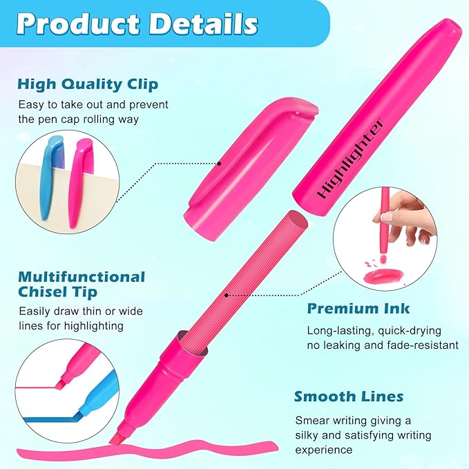 Duchong 30 Count Highlighters Assorted Colors, No Bleed Highlighter Markers for Teacher Students, Classroom Must Have, School Supplies for Adult Kids