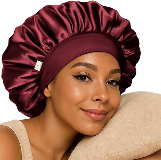 YANIBEST Silk Bonnet for Sleeping Women, Double Layer Hair Satin Bonnets with Elastic Band, Sleep Cap Curly Natural Hair