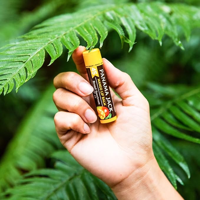 Panama Jack Sunscreen Lip Balm - SPF 45, Broad Spectrum UVA-UVB Sunscreen Protection, Prevents & Soothes Dry, Chapped Lips, Mango, 3-pack