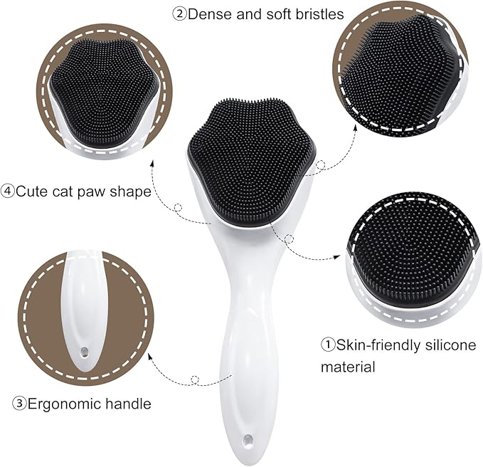 Silicone Face Scrubber Exfoliating Brush, Beomeen 2 Pack Manual Handheld Facial Cleansing Brush Blackhead Scrubber, Soft Bristles Waterproof for Face Skincare (Black White)