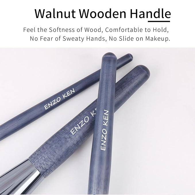Natural Purple Badger Hair Makeup Brushes Set Professional, Walnut Makeup Brush Set with Case, Cosmetic Brushes Makeup Set, Natural Makeup Brushes, Natural Bristle Makeup Brushes - ShuiMo