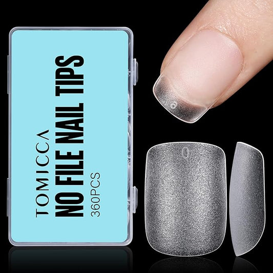 TOMICCA Extra Short Nail Tips Square, 15 Sizes Pre-shaped Soft Full Matte Square Nails, 360Pcs Acrylic Full Cover Gel Tips Press on Nails for Nail Extension Manicure