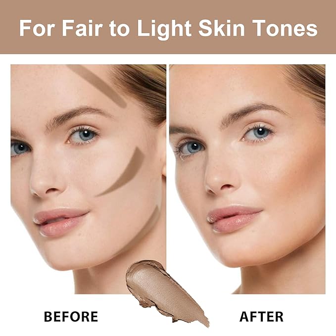 FV Contour Stick Cool Toned, Creamy, Blendable Formula for a Natural, Waterproof Finish, Long-Lasting Face Sculpting Makeup For Fair to Light Skin, Cruelty-Free & Beginner Friendly, Shade 01 Amber