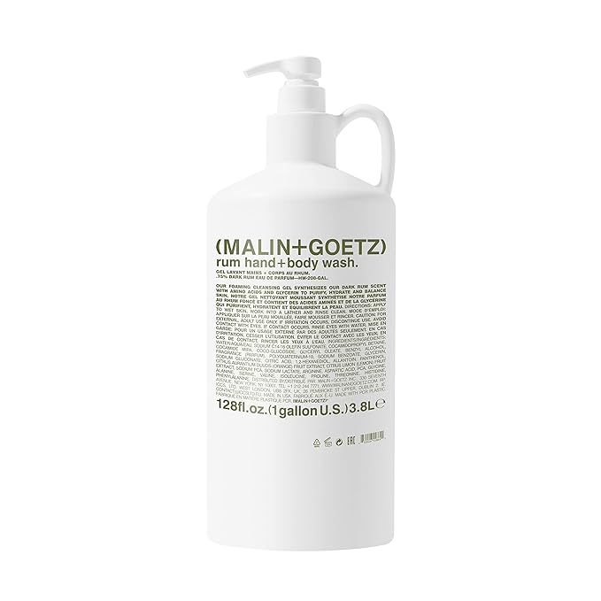 MALIN+GOETZ Hand + Body Wash | Gentle Foaming Cleanser with Botanical Extracts and Amino Acids | Hydrating, pH-Balanced, Unisex Scent | Vegan & Cruelty-Free (Rum, 128 Fl Oz)