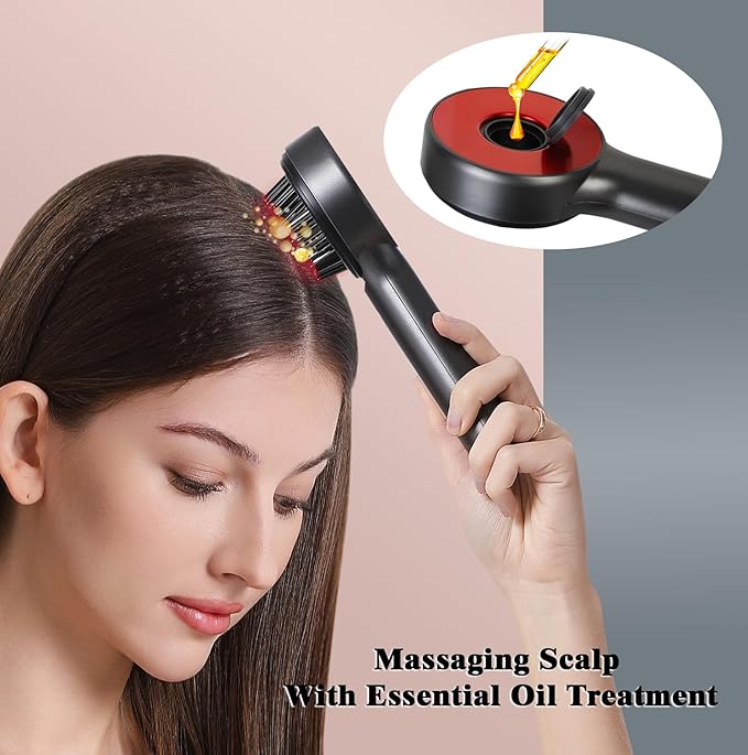 3-in-1 Hair Scalp Massager Comb - Rechargeable Cordless Portable Scalp Care Brush with Essential Oil Applicator, Gentle Scratching & Kneading Massage for Hair & Scalp Nourishment, Fit for Men & Women