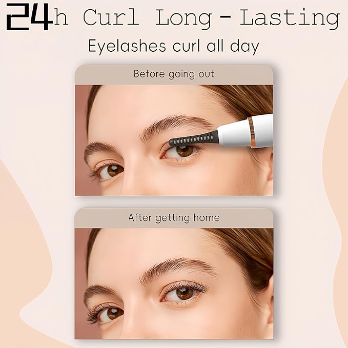2025 Upgraded Heated Eyelash Curler – Fast 5s Heat-Up, USB Rechargeable Electric Eyelash Curler, 3 Temperature Modes, LED Display, Anti-Burn, 24H Long-Lasting Curl, Perfect Gift for Women (White)