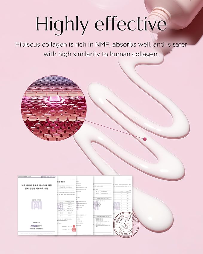 CHICHO Bouncy Glow Mask 300Da Ultramolecular Hibiscus Collagen - Korean Face Peel Off Mask Skin Elasticity Radiant Glow Hydrating Sensitive Skin - Vegan, Hypoallergenic, 2.03 fl.oz.