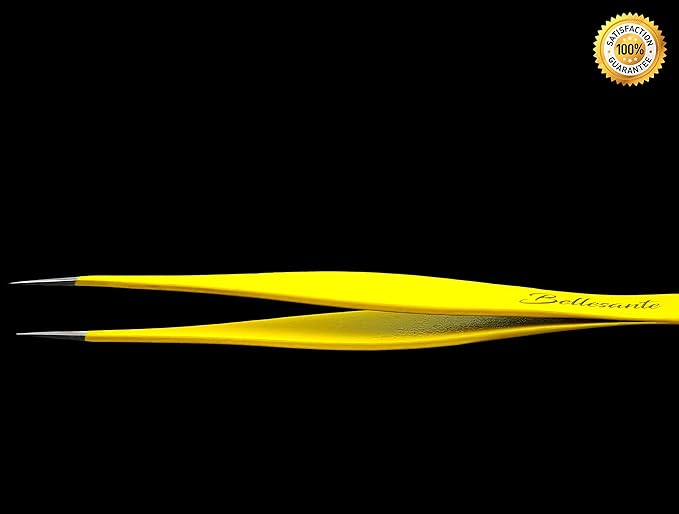 2 PCS Precision Surgical Grade Tweezers - Best Stainless Steel Sharp Tweezers for Ingrown Hair Extraction, Precise Eyebrow, Facial and Body Hair Grooming, Splinter, & Tick - Needle Nose