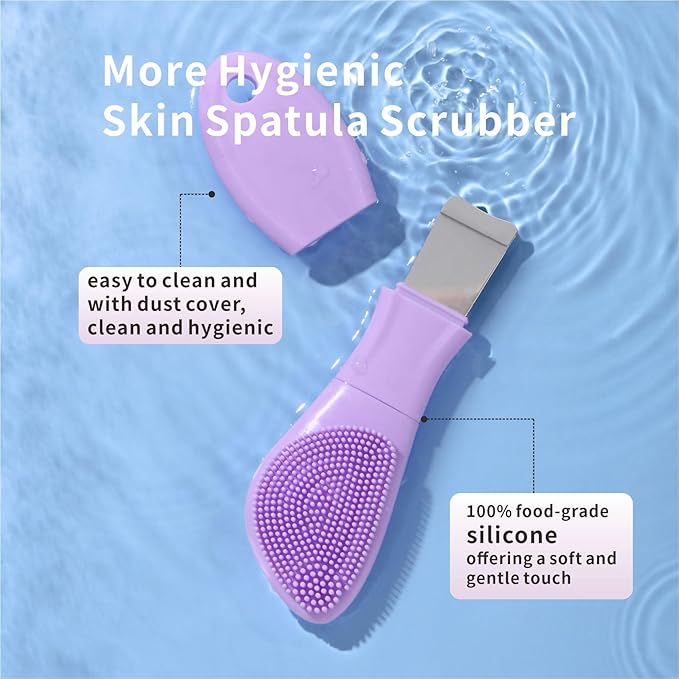 Blackhead Remover Skin Scrubber Pore Cleaning Brush for Face & Nose- 2 in 1 Silicone Face Scrubber & Mask Applicator for Deep Cleaning, Daily Skin Care Tool for Women & Men (Purple)