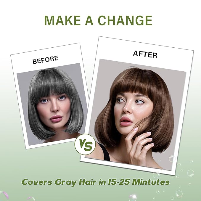 Fvquhvo Brown Hair Dye Shampoo, Hair Color Shampoo for Women Men, Covers Gray in Minutes, Long Lasting Brown Hair Dye, Champu Para Canas, Easy to Use 16.90 Fl Oz