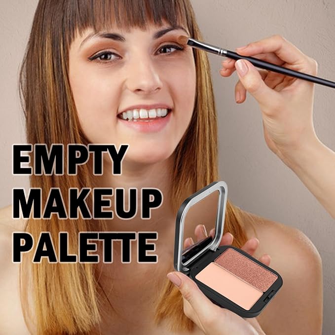 2Pcs Empty Eyeshadow Palette - Refillable DIY Makeup Palette with Grids for Makeup Pans - Custom Cosmetic Organizer Case for Blush Lipstick Powder Travel