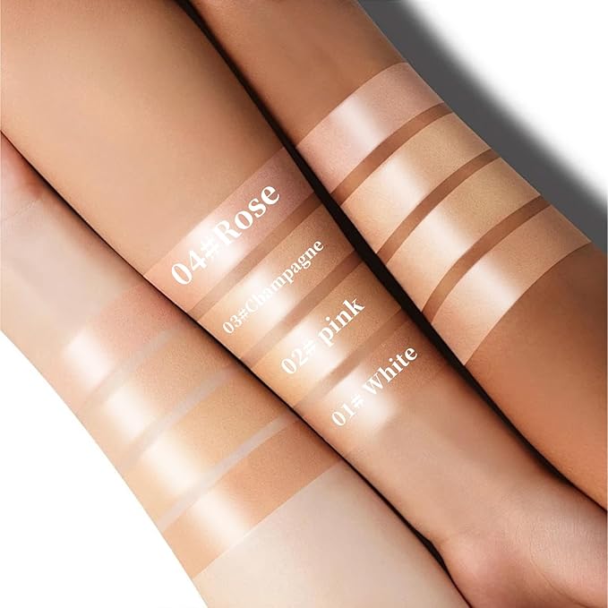 Liquid Highlighter Makeup, Long Lasting Multifunctional Luminous Glow Stick, Sparkly Glitter Body Face Shimmer Liquid Luminizer Sticks, Waterproof, Smooth, Blendable Cream Illuminator 01#