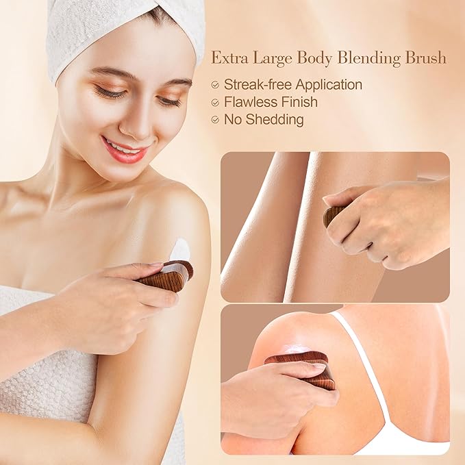 Self Tanner Tanning Brush for Self-Tan,Tanning Mitt Bronzer Brush for Face Body Self Tanner, Kabuki Leg Makeup Brush for Self Tanning Mousse