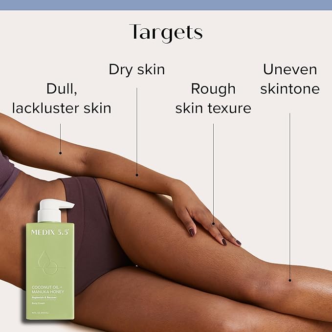 MEDIX Coconut Body Lotion + Manuka Honey Cream | Natural Coconut Oil Lotion For Women & Men | Moisturizer Cream Body Butter Skin Care Balm For Stretch Marks, Cellulite, & Dry Skin, 15 Fl Oz