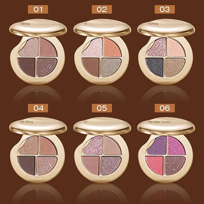 Glow Gallery Highlighting Eye & Cheek Palette, 4-Color Metallic Shimmer Eye & Cheek Palette, Blush and Highlighter Palette, Makeup Set for Shading, Highlighting & Defining the Face (#06)