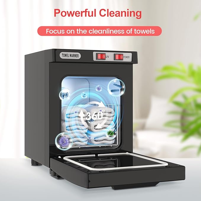 Hot Towel Warmer, 5L Towel Warmer Cabinet, Mini All-Around Fast Heating Machine with Stainless Steel Racks, Professional Towel Heater for Spa, Salon, Beauty, Barber, Massage, Gym, Home, Black