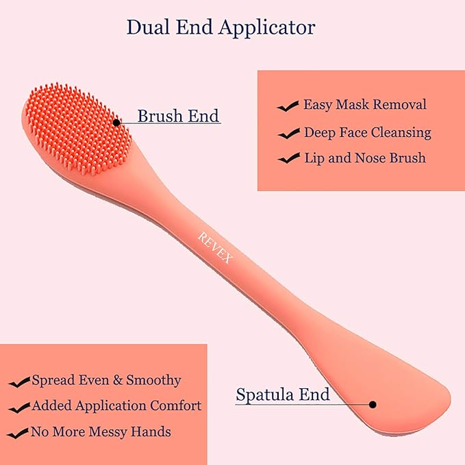 REVEX Silicone Face Mask Applicator,Face Scrubber,Lymphatic Drainage Massager,2Pcs Pore Cleaning Brush,Facial Cleansing Brushes,Contour Face Brush for Lymphatic Drainage.(Orange+ Blue)