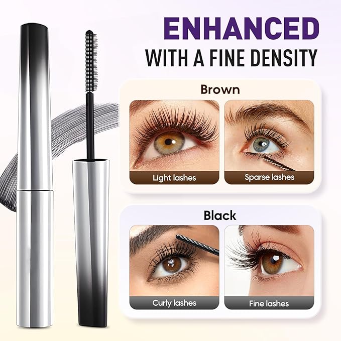 Iron Wand Mascara, 2025 New Metal Mascara Wand, 3D Washable Metal Mascaras, Waterproof & Smudge-Proof Long-Lasting Curling Eyelash Iron Mascaras with No Flaking (Black)