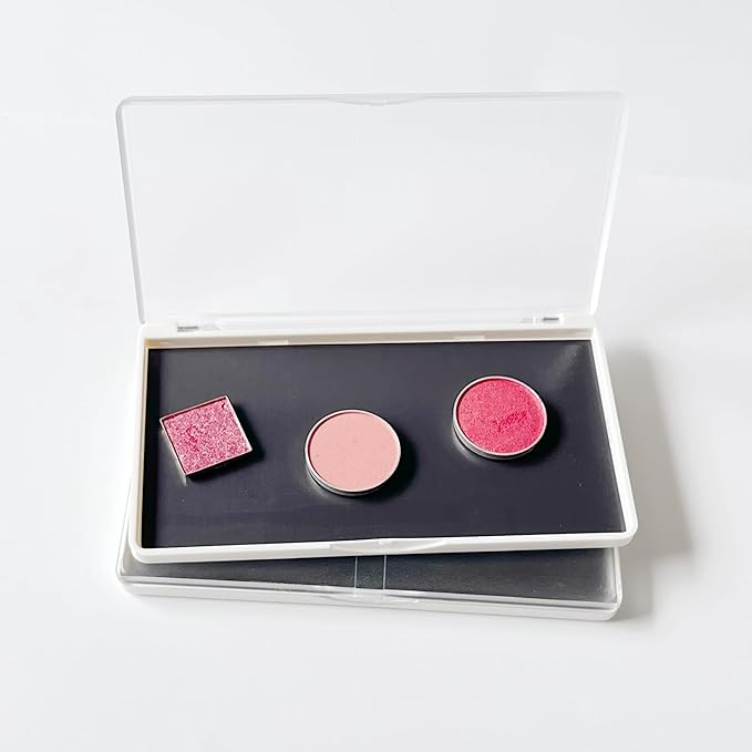 2PC Empty Magnetic Makeup Palette, White Frosted Clear Lid, Empty Eyeshadow Palettes Depots Tavel Storage Box, Small Travel Size, 5.5 x 3.1 inches,