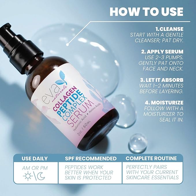 Collagen Peptide Serum for Face – Anti Aging Facial Treatment with Peptides & Hyaluronic Acid – Gentle for Sensitive Skin, Microneedling Pen, Derma Roller, Skin Firming & Hydrating (2 Oz) (2 Pack)