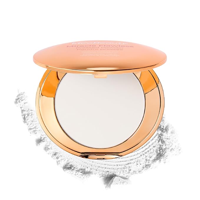 MCoBeauty - Miracle Flawless Pressed Powder - Translucent - Compact Setting Powder with Rose Flower Extract and Sweet Almond Oil - Helps Finish and Refine the Look of Makeup