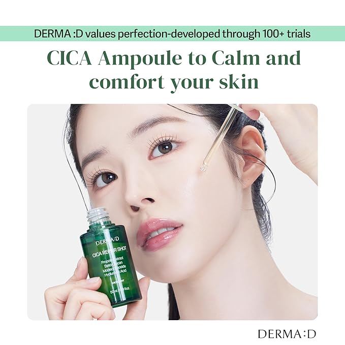 CICA Repair Ampoule (1.69 fl oz) - Calming & Hydrating Korean Face Serum with Hyaluronic Acid, Beta-Glucan, Propolis & Madecassoside. Lightweight K-Beauty Ampoule for Redness & Sensitive Skin