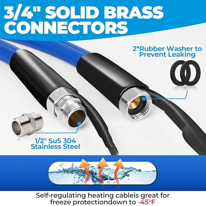 15FT 25FT 30FT 50FT 75FT 100FT Heated Water Hose for Rv,Heated Drinking Water Hose Antifreeze to -45°F,Great Rv Accessories for Campers,Livestock,Agriculture,Lead and BPA Free